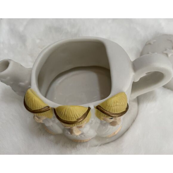 Vintage Hallmark 3 Praying Angels Stars Ceramic Tea Pot Decorative Pre-Owned - Picture 4 of 4
